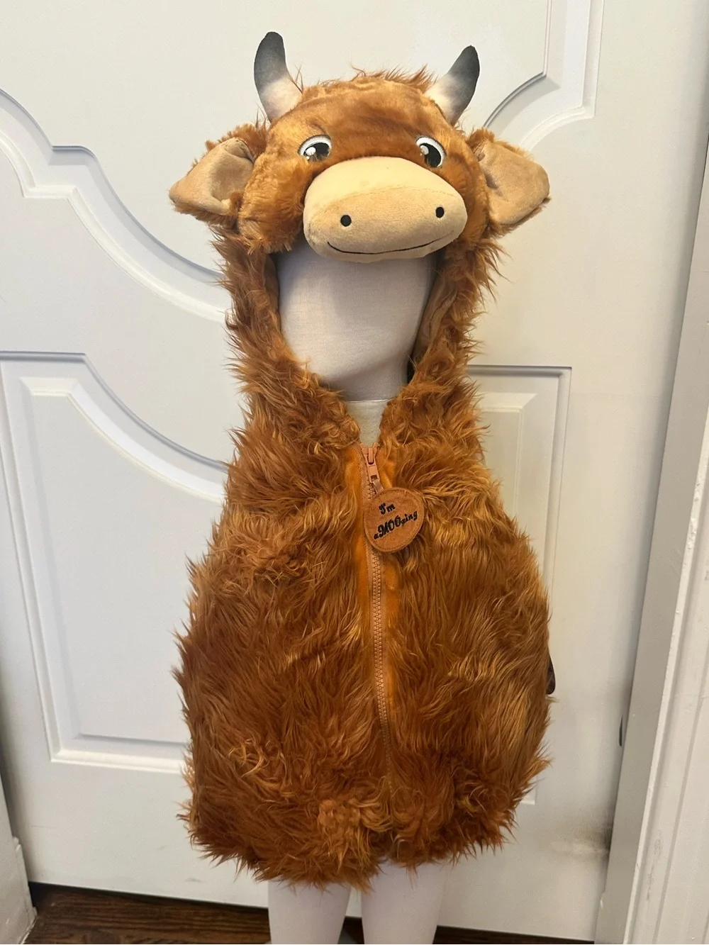 Brown Fuzzy Soft Highland Cow Costume Hoodie Unisex Kids Toddler NEW